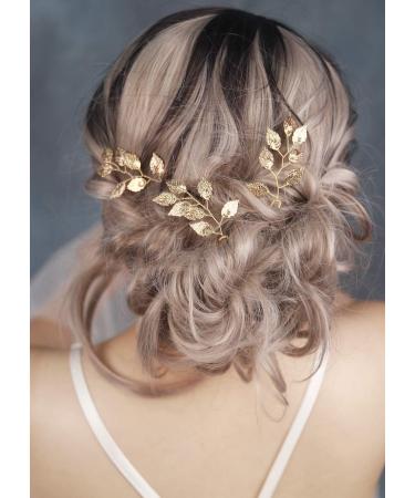 FXmimior Bride Hair Accessories Hair Pins Clip Bobby Pins Vintage Gold Leaf Bridesmaid Headpiece Customised Wedding pack of 3