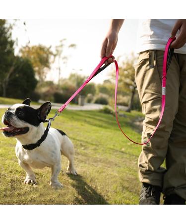 Vivaglory Traffic Handle Dog Leash | Reflective Padded Handles & Metal Hook | 1.8m Strong Training Leash for Dogs - Pink - Buy Online on GoSupps.com