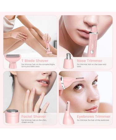 Sejoy All-in-1 Women's Facial Hair Trimmer Painless Electric Clipper for Face Nose Ears & Eyebrows Pink - Buy Online on GoSupps.com