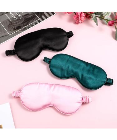 3 Pcs Soft Silky Sleep Masks for Women & Men - Travel Eye Masks with Elastic Straps - Effective Shading Blindfold (Pink/Black/Green - Buy Online on GoSupps.com