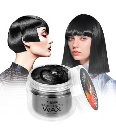 Hair color wax magic master keratin temporary hairstyle instant colored tone for men and women party festival cosplay (black)