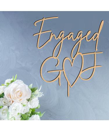 Personalize Pro Engagement Wooden Cake Topper Customise With Any Name We're Engaged Bridal Cake Pick Toppers Rustic Wood Wedding Couple Cupcake Decoration Theme Party Supplies Design-1 - Buy Online on GoSupps.com