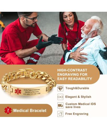 Personalized Medical Alert Bracelets | Emergency Medical ID Bracelets for Men & Women | Durable Stainless Steel Tags - Buy Online on GoSupps.com