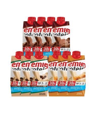All in One Protein Shake 30g Protein 1g Sugar 24 Vitamins & Minerals Nutrients to Support Immune Health 11 fl oz 10 Assorted Pack - By All in One (Flavors Chocolate Cafe Latte Caramelo Chocolate Peanut Butter Vanilla) (Chocolate/Cafe Latte/Caramelo)