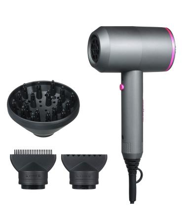 Homtoozhii Hair Dryer with Ionic Tech Quick Drying 3 Nozzles Diffusers 3 Heat Settings & 2 Speed Hot/Cold Wind Blow Dryer Portable Hair Styling Tools for Home Salon Travel
