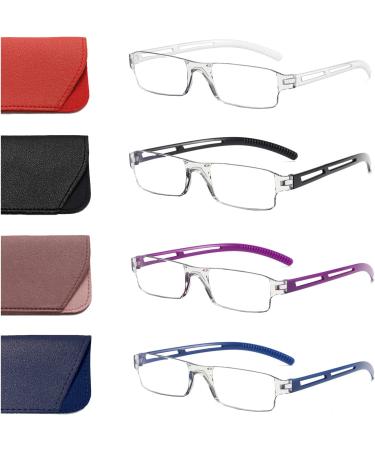 Hubeye 4 Pack Frameworkless Reading Glasses - Anti-Blue Light Light & Convenient +2.0 Diopters for Men & Women - Black Clear Blue Purple - Buy Online on GoSupps.com
