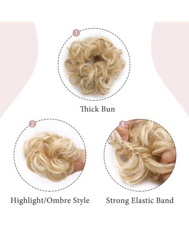 Messy Hair Scrunchies Bun Extensions Curly Wavy Hair Pieces - Dark Blonde to Bleach Blonde - Buy Online on GoSupps.com