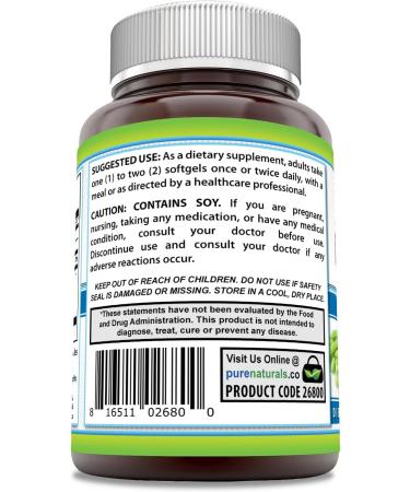 Pure Naturals Lecithin 1200 mg Softgels Supplement | High Potency | Non-GMO | Gluten Free (120 Count) - Buy Online on GoSupps.com