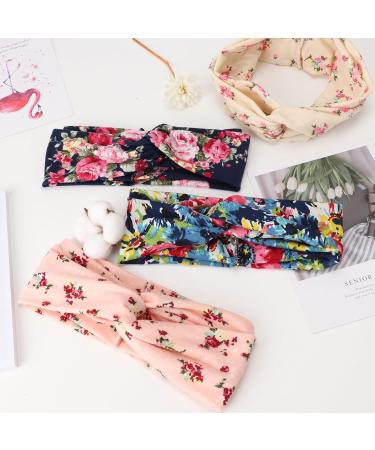 Dreshow 4-Piece Women's Elastic Headbands - Cute Soft Hair Accessories for Yoga Sports & Fitness - Pink White & Navy Blue - Buy Online on GoSupps.com