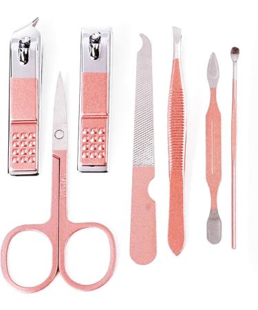 Manicure Pedicure Set Nail Clippers Kit 7 Pcs Stainless Steel Hygiene Kit Portable Nail Trimming set and Grooming Tools with Fine Leather Case Gift Box (Rose Gold-7pcs) - Buy Online on GoSupps.com