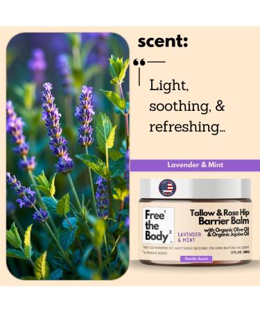 "Free the Body Tallow and Rose Hip Barrier Balm Grass-Fed Tallow with Beeswax and Rosehip Oil 2oz All Skin Types Face and Body (2oz Lavender & Mint)" Lavender & Mint 2 Fl Oz (Pack of 1) - Buy Online on GoSupps.com