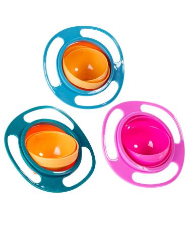 Lecerrot 3 pieces bowl feeding anti -pour gyro bowl children gyro bowl children 360 rotating anti -pouring bowl feeding bowl