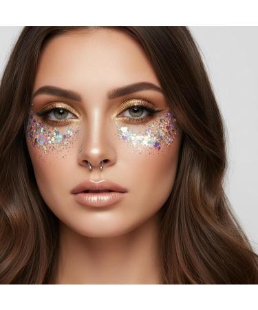  Qwrqwr Glitter gel for face and hair - Gentle on skin - For festivals masquerades parties celebrations music festivals - Children's makeup - Buy Online on GoSupps.com