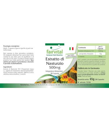 Fairvital | Nasturtium extract 500mg VEGAN - Highly dosed - 90 capsules - concentrated 4 times - Buy Online on GoSupps.com