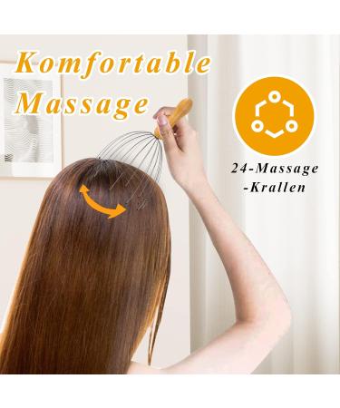 PHAVESAS Head Massager with 24 Fingers - Bamboo Handle Scalp Massager for Ultimate Relaxation - Buy Online on GoSupps.com