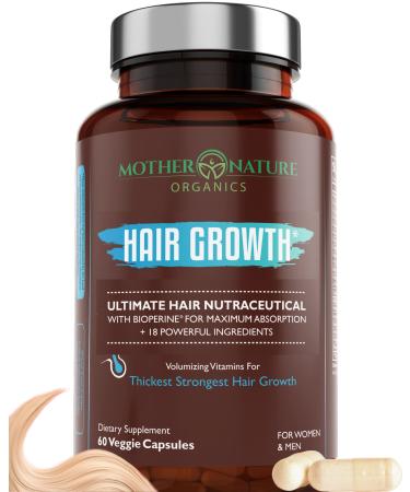 Hair Growth Supplement for Women - Hair Vitamins for Thicker  Fuller Hair & Faster Regrowth w/Collagen  Keratin  Biotin Vitamins for Hair  Skin  Nails - Non-GMO  Vegan (60 Capsules  1 Month Supply) 60 Count (Pack of 1)