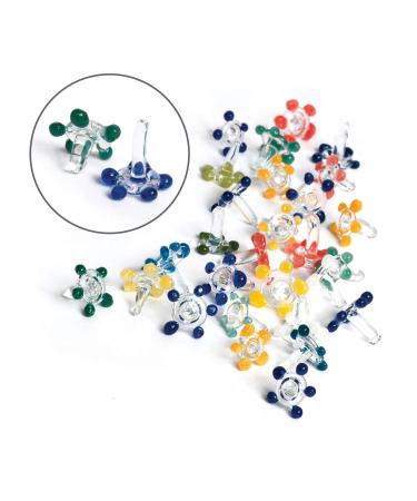Small Glass Daisy Flower Beads, Premium Quality Hand Blown Glass Stem Filters (50 Pack)