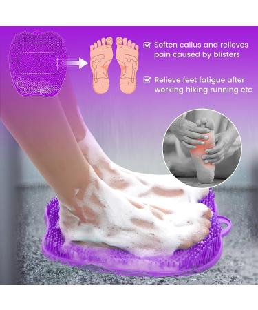 Shower Foot Massager Scrubber Mat | Non-Slip with Suction Cups | Exfoliates and Soothes Achy Feet | Purple - Buy Online on GoSupps.com