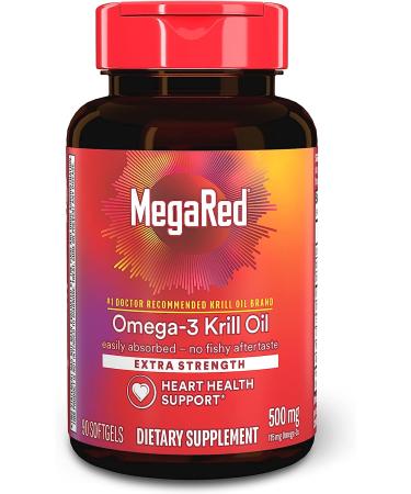 Antarctic Krill Oil 500mg Omega-3 Supplement | MegaRed Extra Strength EPA & DHA Softgels (90ct) | Astaxanthin Antioxidant | Heart Health Formula with No Fish Oil Aftertaste - Buy Online on GoSupps.com