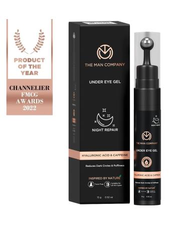 The Man Company Under Eye Gel With Cooling Massage Roller For Dark Circles  Fine Lines & Puffy Eyes with Caffeine & Hyaluronic Acid   15gm