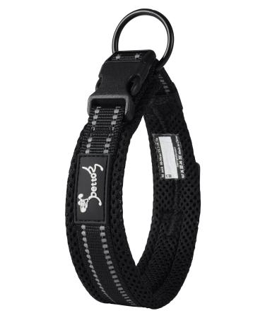 PETTOM Dog Collar Adjustable Nylon Dog Collar Breathable Reflective Collar (Black XS) XS Black