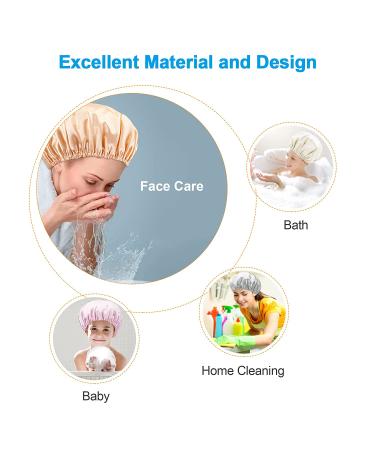 AmazerBath 4-Pack Shower Caps for Women | Double Waterproof Hair Protection, Reusable EVA Medium Size - Buy Online on GoSupps.com