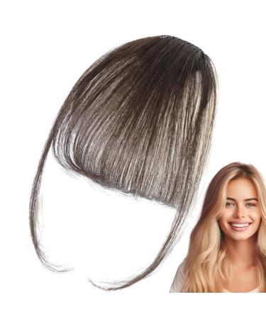 Uozonit Bang Clip in Hair Extensions - Clip on Air Bangs French Bangs Natural Color Clip on Neat Bangs Hair Extension Human Hair Bangs Extensions Stylish Hair Bangs Fringe Hairpieces dark brown