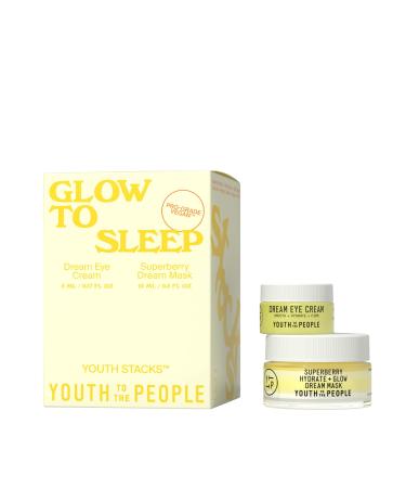 Youth To The People Youth Stacks Glow to Sleep - Hydrate + Glow Dream Mask (15mL) + Dream Eye Cream (5mL) Vegan Skincare Kit - Overnight Mask Set to Visibly Smooth Lines  Deeply Moisturize + Even Tone