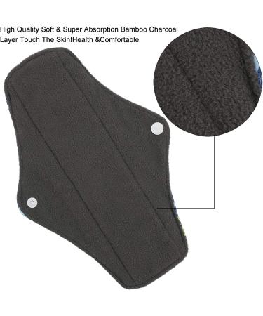 Reusable Bamboo Cloth Menstrual Pads Set for Heavy Flow with Wet Bag - Large Sanitary Pads with Wings for Women - Washable Overnight Period Liners (7 in 1 25.4cm 4 Layers) Colorful - Buy Online on GoSupps.com