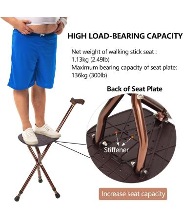 LINGTHIN Walking Stick with Seat for Men | 136kg Capacity | Height Adjustable & Foldable | Dual-Use Cane and Stool for Elderly & Disabled - Buy Online on GoSupps.com