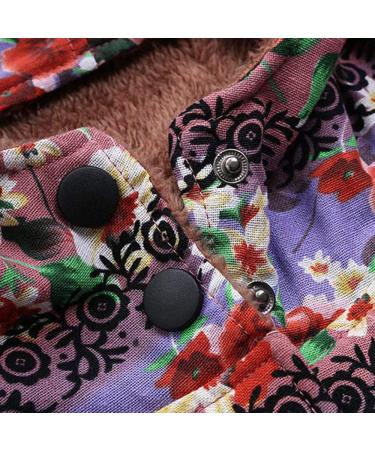 Women's Vintage Printed Hoodie Oversize Coat - Pink, Large | Winter Warm Outwear with Pockets - Buy Online on GoSupps.com