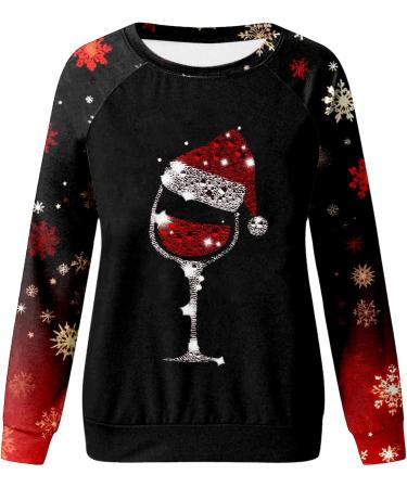Women's Christmas Snowman & Penguin Print Sweatshirt - Black - Size L - Buy Online on GoSupps.com