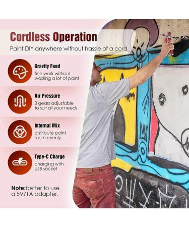 Xeodaun Portable Rechargeable Wireless Airbrush with Compressor for Face Beauty Nail Art Red - Buy Online on GoSupps.com