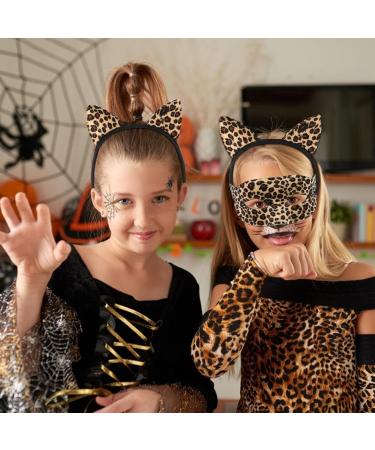 FRCOLOR Cat Ears Headband and Cat Eye Mask Leopard Black Halloween Make Up Cosplay Party Favors for Adults Kids - Buy Online on GoSupps.com