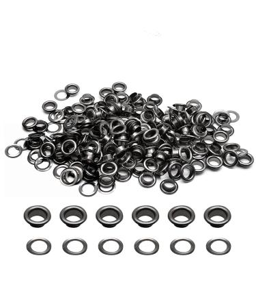 Biaungdo 1/4" Eyelets, Black Grommets Eyelets, Metal Eyelets with Washers for Canvas, Shoes, Clothing, Fabric, Leather and Bag, 100 Sets (Black) 1/4" Black