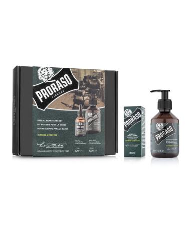 Proraso Beard Care Kit for Men | Beard Wash & Beard Oil Tame Cleanse & Detangle Full Thick and Coarse Beards | Cypress and Vetyver