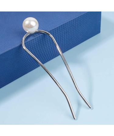 Yheakne Silver Pearl Brass Hair Clip - Vintage U-Shape Bun Holder & Accessories for Women & Girls - Buy Online on GoSupps.com