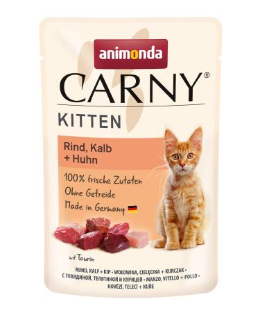 animonda Carny Kitten cat food wet food for cats up to 1 year beef veal + chicken 12 x 85 g Beef veal + chicken 85 g (pack of 12)