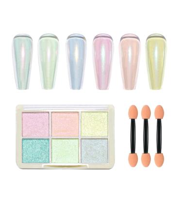6 colors chrome glitter powder for nails aurora chrome nail powder mirror effect chrome nail powder nail pigment powder nail glitter DIY salon