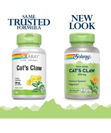 SOLARAY Cat s Claw Bark 500mg | Immune System & Digestion | Uncaria Tomentosa Whole Bark | Dietary Supplement | Vegan Lab Verified | 100 Vegetarian Capsules - Buy Online on GoSupps.com