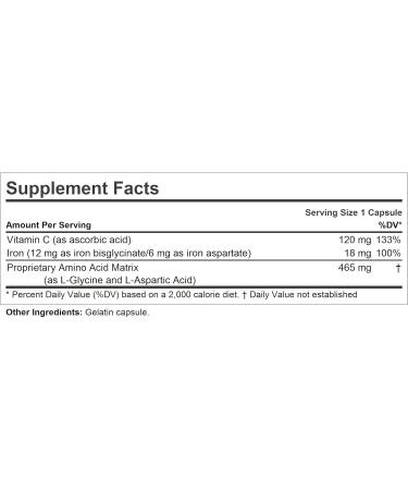 Andrew Lessman Iron Plus 18mg Amino Acid Chelated Iron Capsules with Vitamin C - 90 Servings - Buy Online on GoSupps.com
