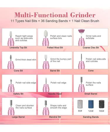 YaFex Electric Nail Drill Cordless | Professional Efile Kit for Acrylic Gel Nails | Rechargeable Manicure Pedicure Tool with Drill Bits | Pink - Buy Online on GoSupps.com