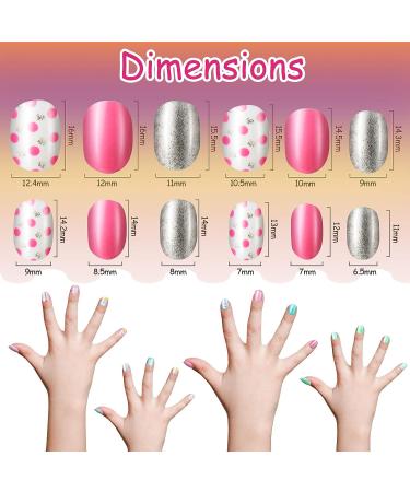 120-Piece Kids Fake Nails Set | Cute Full Cover Short False Fingernails for Girls | Children's Artificial Nail Tips for Decoration - Lovely Pattern - Buy Online on GoSupps.com