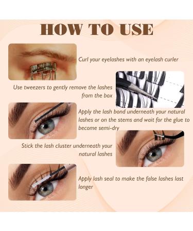 Lash Clusters Kit - Fox Eye Manga Lash Extensions | Natural Wispy Cat Eye DIY Lashes with Bond & Seal Applicator | International Shipping Available - Buy Online on GoSupps.com