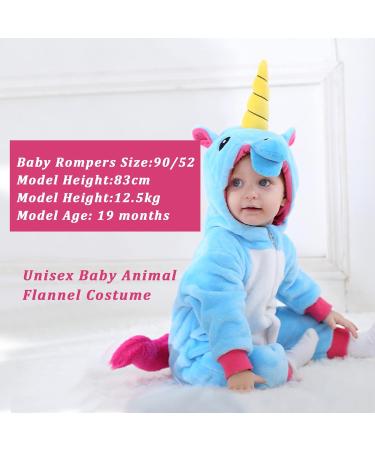 Doladola Baby Hooded Unicorn Romper | Toddler Jumpsuit 12-18 Months | Blue Winter Outfit - Buy Online on GoSupps.com