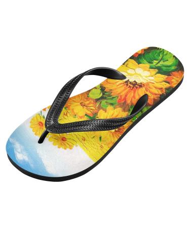 Mnsruu Daisy Floral Cloud Flip Flops - Stylish Sandals for Men & Women | Perfect for Home Hotel Spa & Travel - Buy Online on GoSupps.com