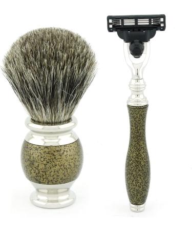 6 Pc Men's Shaving Kit - 3 Edge Razor Black Badger Hair Brush Stand Soap & Bowl - Perfect Gift Set - Buy Online on GoSupps.com