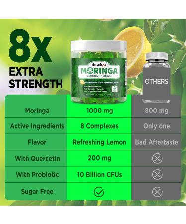 Moringa Gummies for Women Men, Pure Organic Moringa Leaf Extract Supplement with Vitamin C & E, Turmeric, Ceylon Cinnamon, Probiotics for Gut & Immune Health, Supergreen, Sugar-Free, Vegan, 60 Chews - Buy Online on GoSupps.com