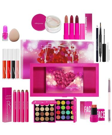 Ensemble De Maquillage Kit Tout-en-un De 21 Pi ces | Fard Paupi res Format Voyage Palette De Cosm tiques Quotidiens Avec De Teint Liquide Mascara Rouge L vres Longue Dur e Bo te De Beaut