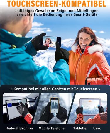 Winter Bicycle Gloves with 3M Thinsulate Insulation | Waterproof Touch Screen Ski Gloves for Men & Women | Anti-Slip Full Finger Cycling & Driving Gloves Black - Buy Online on GoSupps.com
